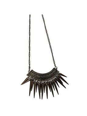 African Inspired Spiky Bib Necklace Gold Tone Tribal Statement Fashion Jewelry